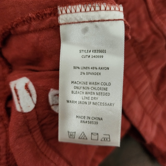 Kut From The Kloth Red Drawcord Waist Cropped Linen Blend Pants - Picture 5 of 8